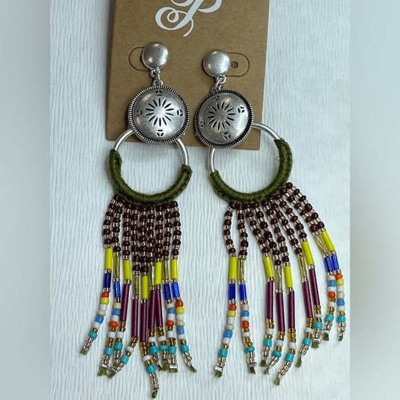 Plunder Jewelry - Plunder Design Jewelry Clea Bohemian Beaded Fringe Dangle Earrings NWOT